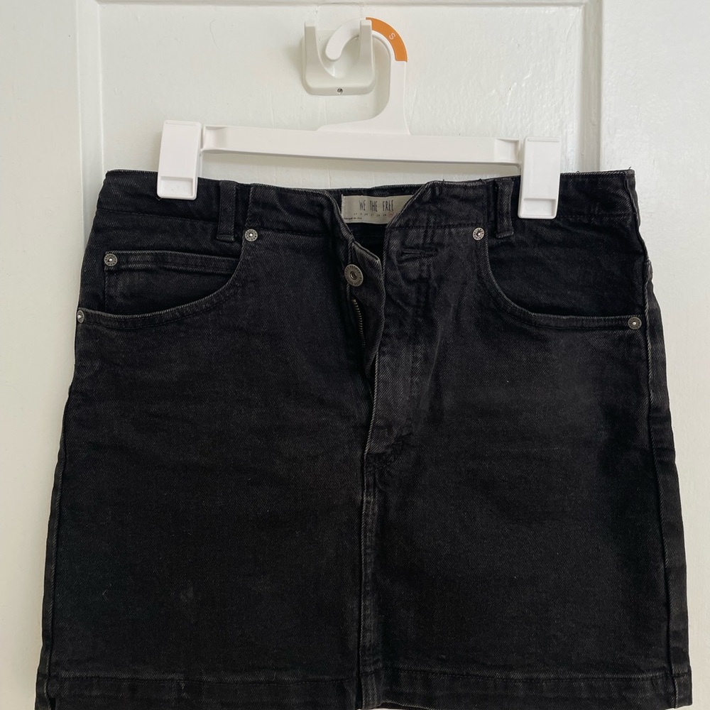 Free People Black Denim Mini Skirt
